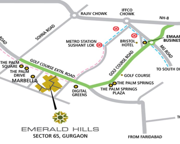 Emaar MGF Emerald Floors Select Sector 65 Gurgaon Location Map