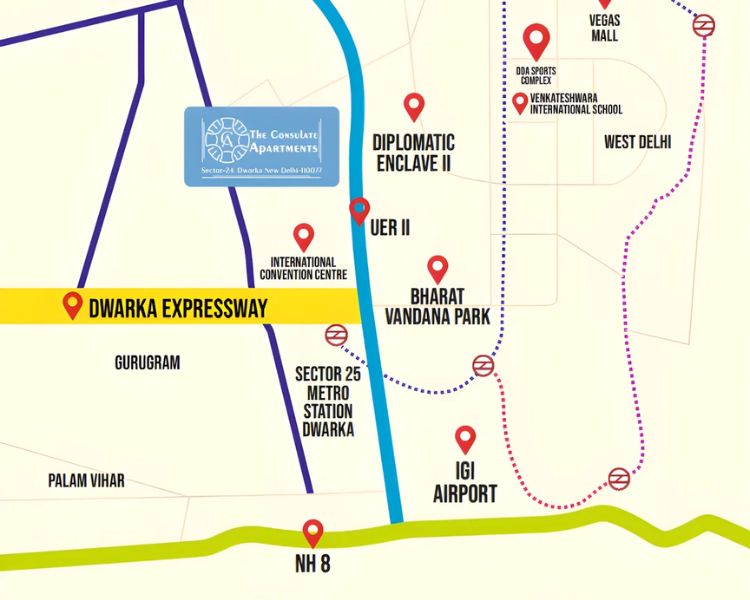 Orchid The Consulate Apartments Sector 24 Dwarka Delhi Location Map