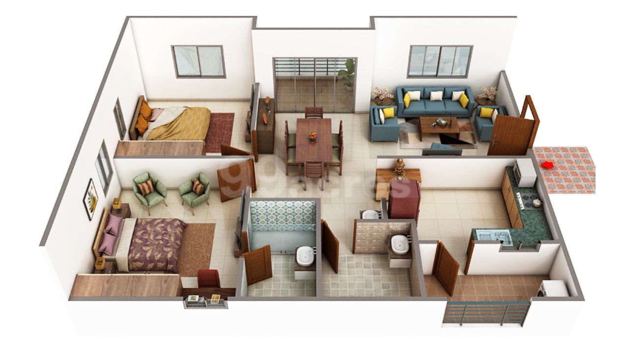 Vertex Viraat Miyapur Hyderabad  Floor Plan 2 BHK 