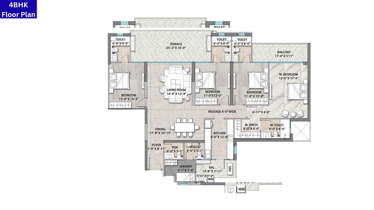 Eldeco Camelot Gurgaon 4BHK Floor Plan