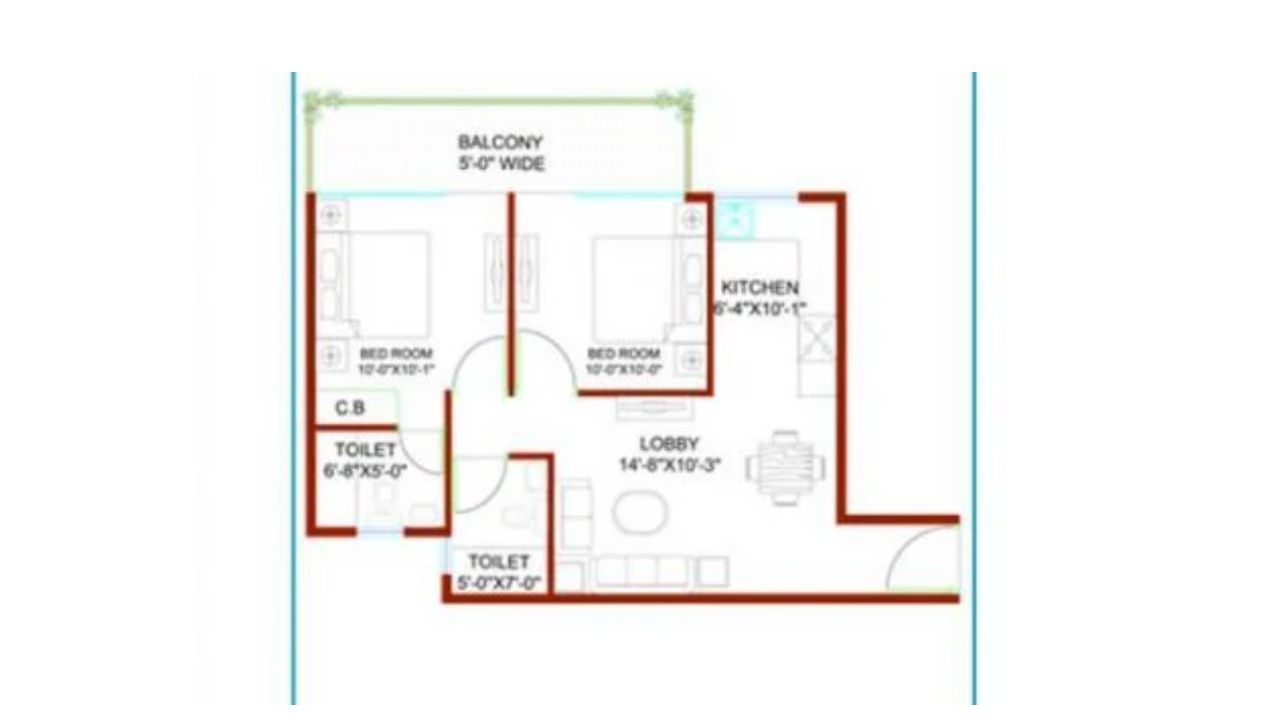 Signature Global Andour Heights Floor Plan 2BHK