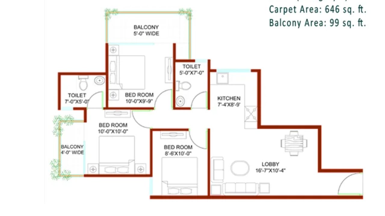 Signature Global Andour Heights Floor Plan 3BHK