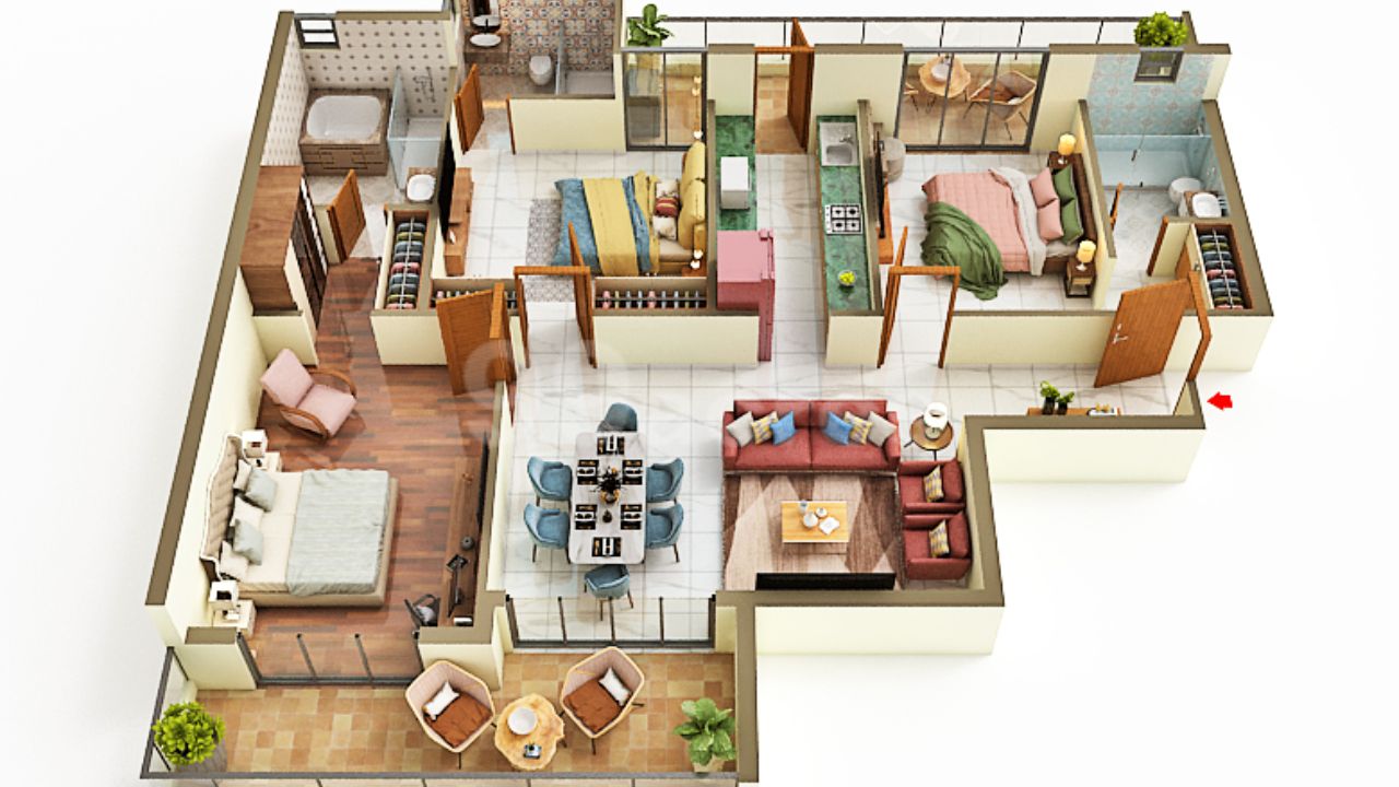 DPS Meridian Heights Sushant Golf City Lucknow Floor Plan 3 BHK