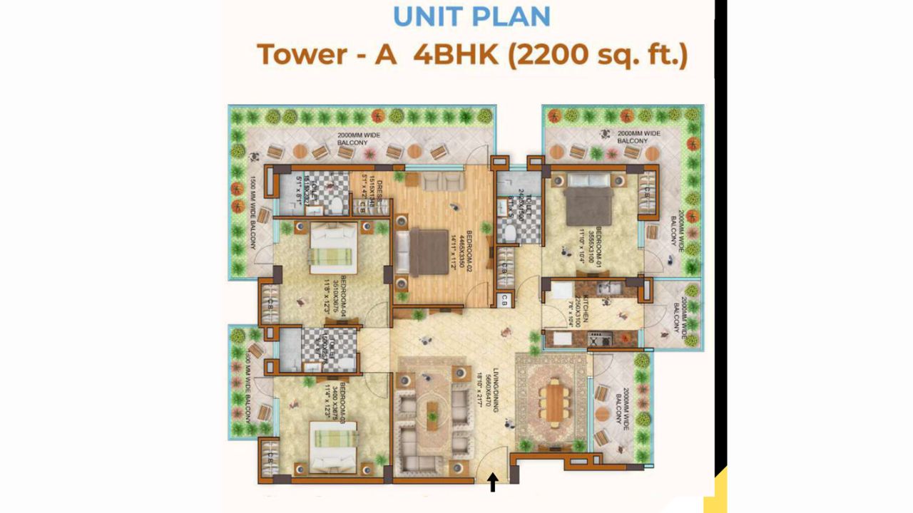 Orchid The Consulate Apartments Floor Plan 4BHK