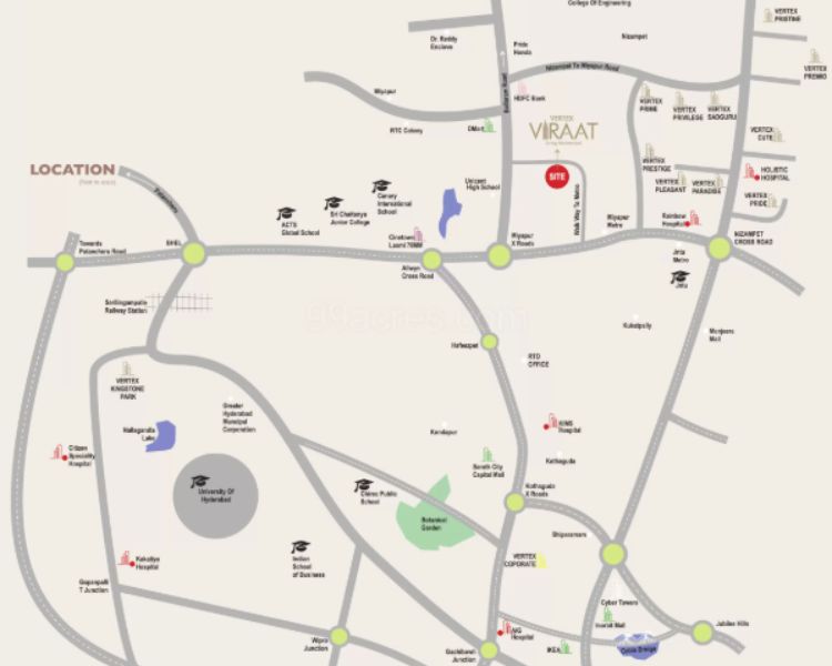 Vertex Viraat Miyapur Hyderabad Location Map 