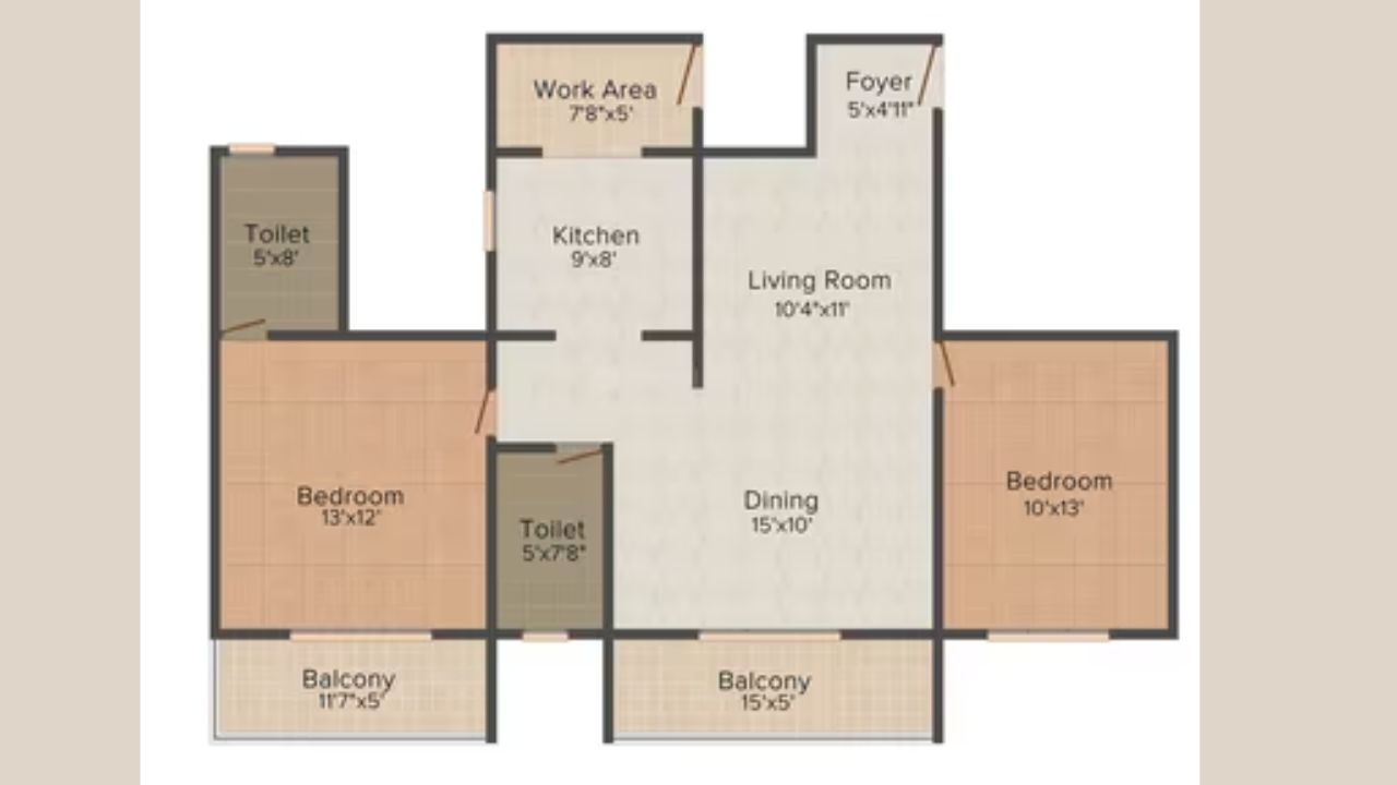Vrindavan Apartment Floor Plan 2 BHK