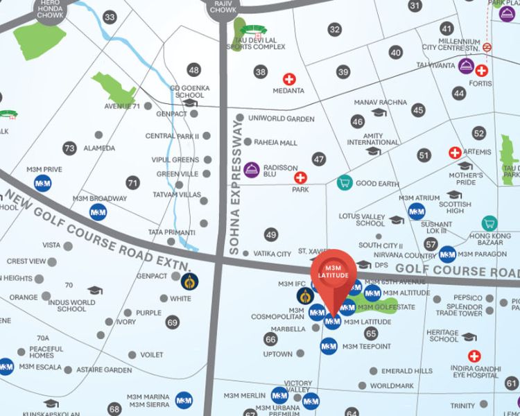 M3M Latitude Sector 65 Location Map