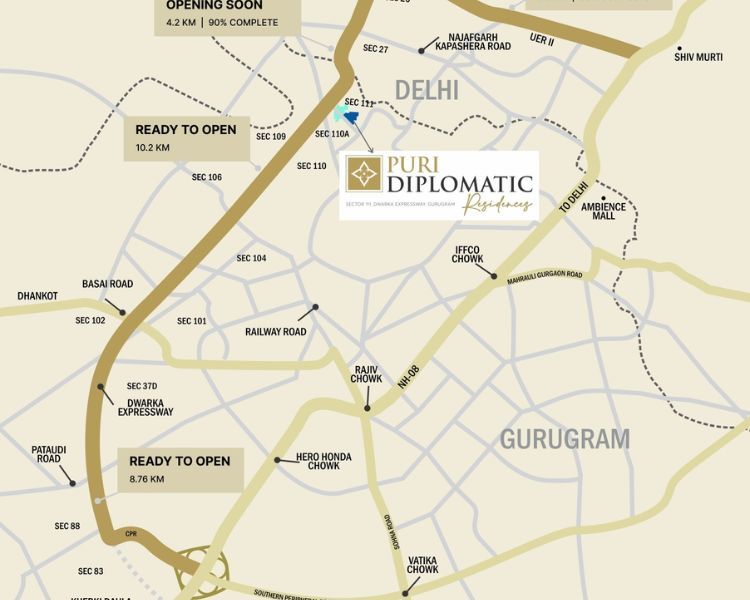 Puri Diplomatic Green Sector 111 Location Map