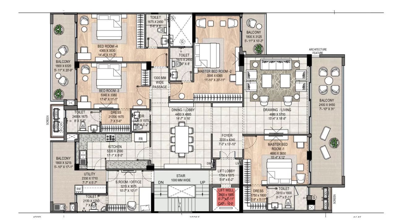 DLF Imperial Residence Floor Plan 4BHK