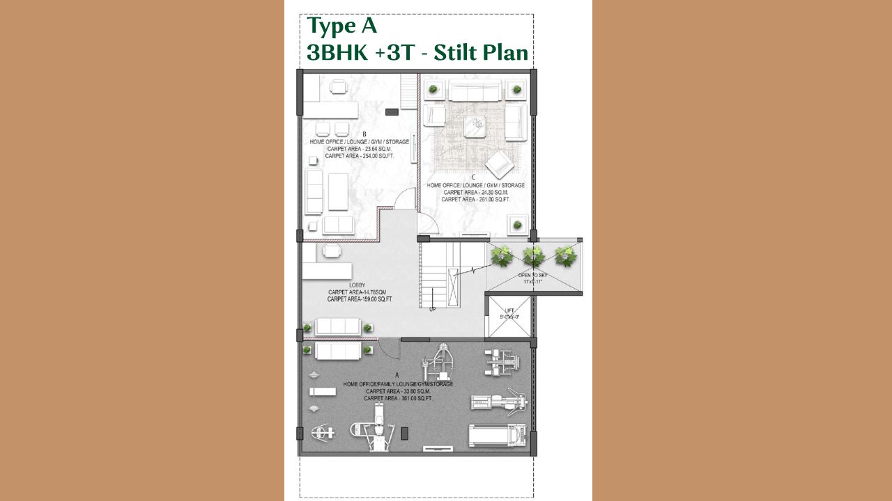 Landmark Avana Sector 95 Gurgaon 3BHK Type 3 Floor Plan