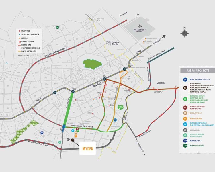 M3M My Den Sector 67 Location Map