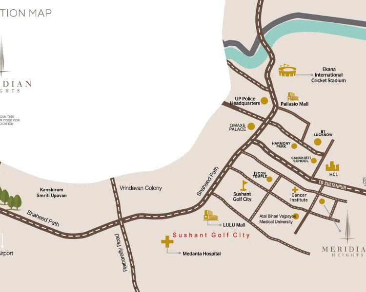 DPS Meridian Heights Sushant Golf City Lucknow Location Map 