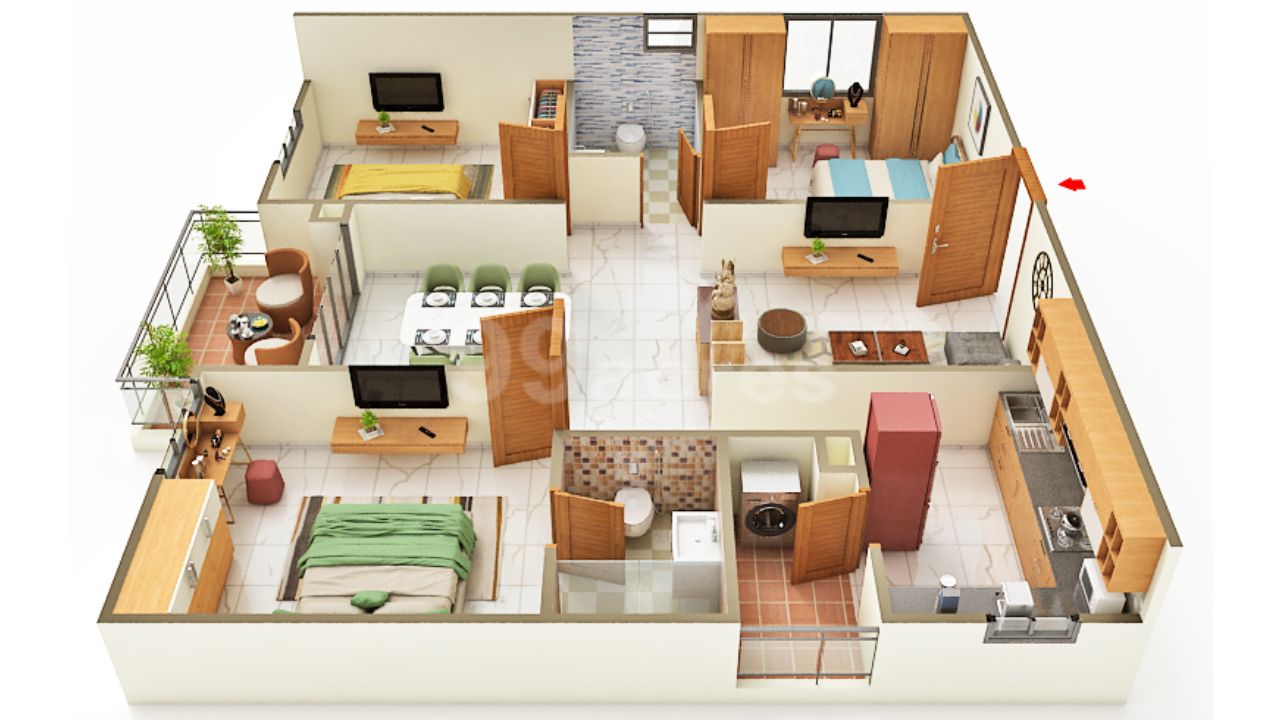 Kolla Luxor Exclusive Chandanagar Hyderabad Floor Plan 3 BHK