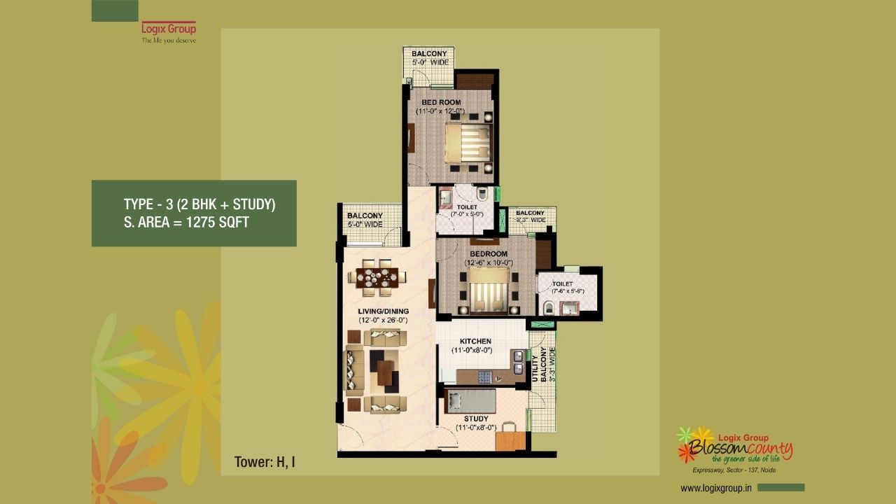 Logix Blossom County Noida 3BHK Floor Plan