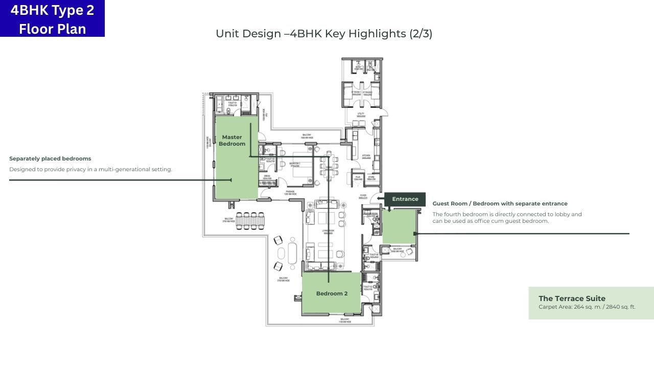 Max Estate 128 Sector 128 4BHK Type 2 Floor Plan