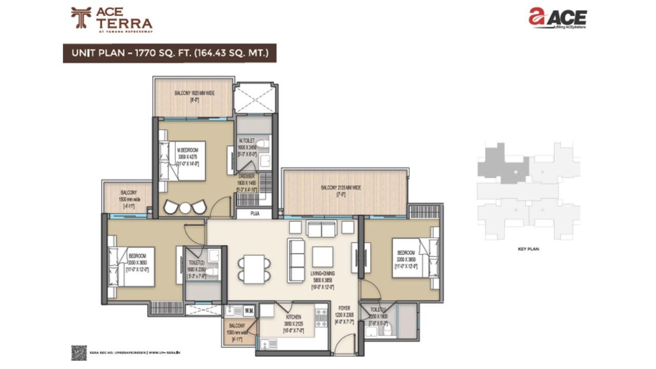 Ace Terra Floor Plan 3BHK