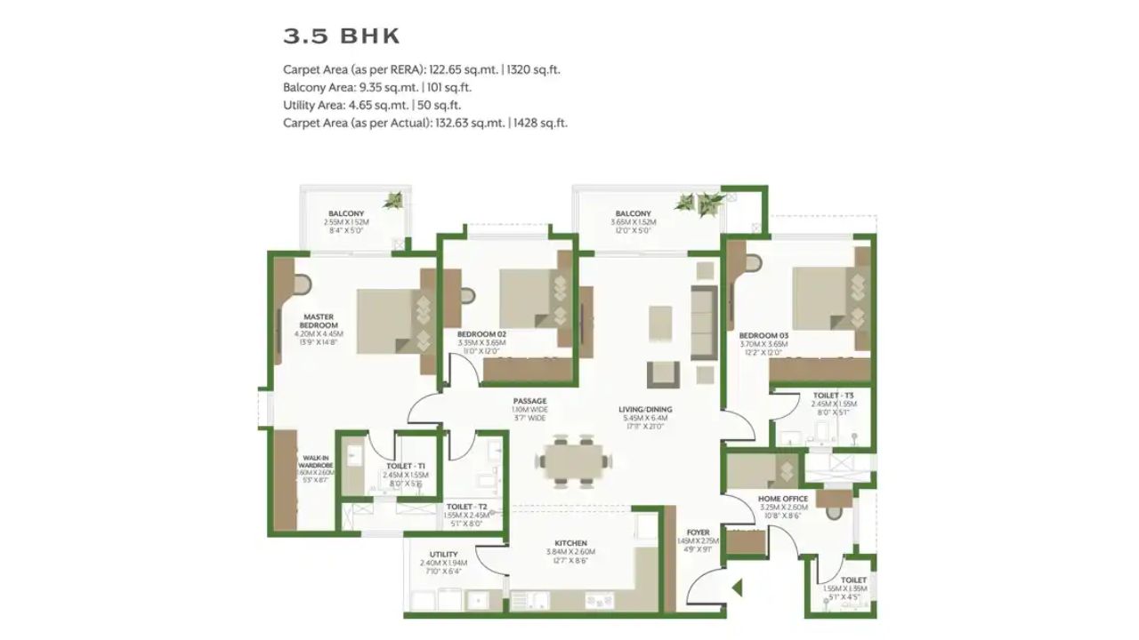 Alembic Cloud Forest Whitefield Bangalore Floor Plan 3.5 BHK