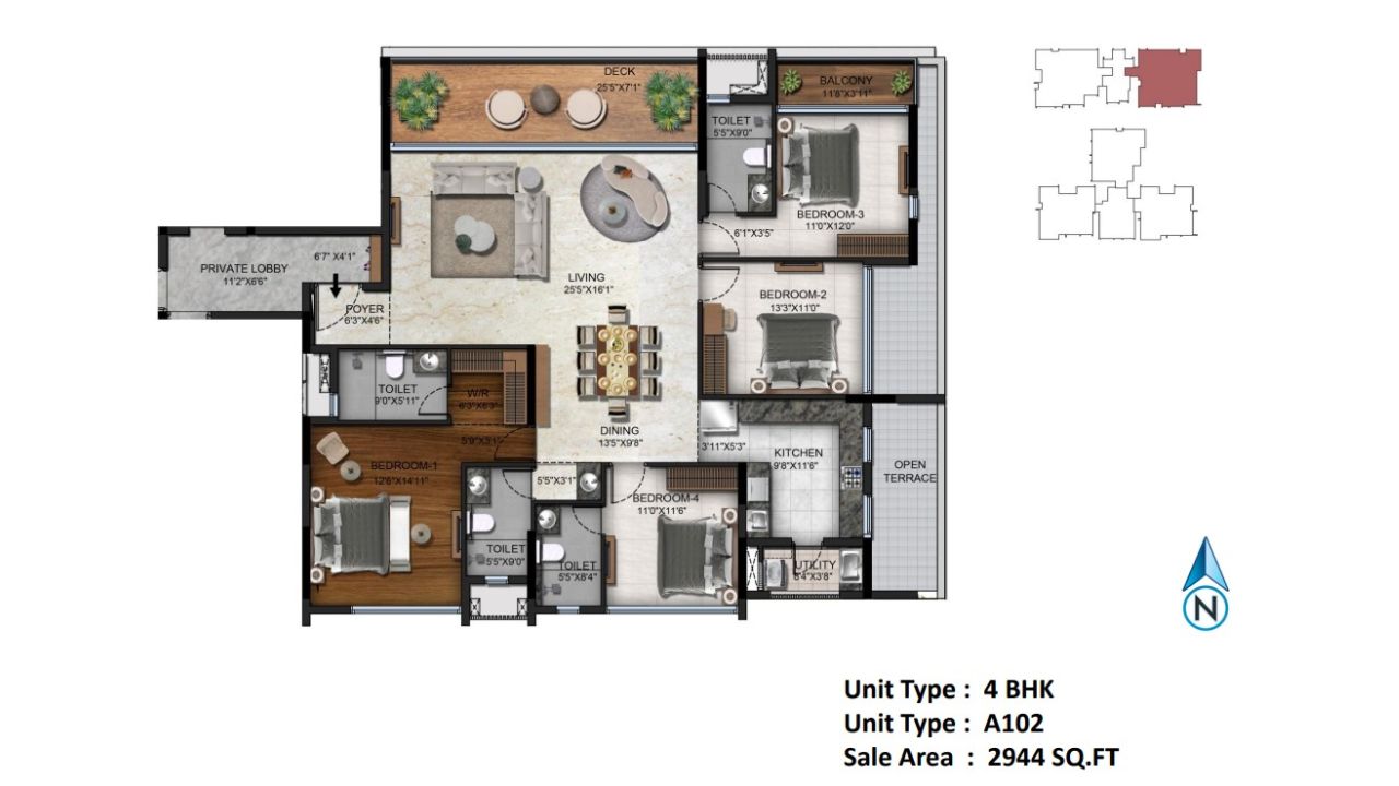 Radiance Platinum Floor Plan 4 BHK