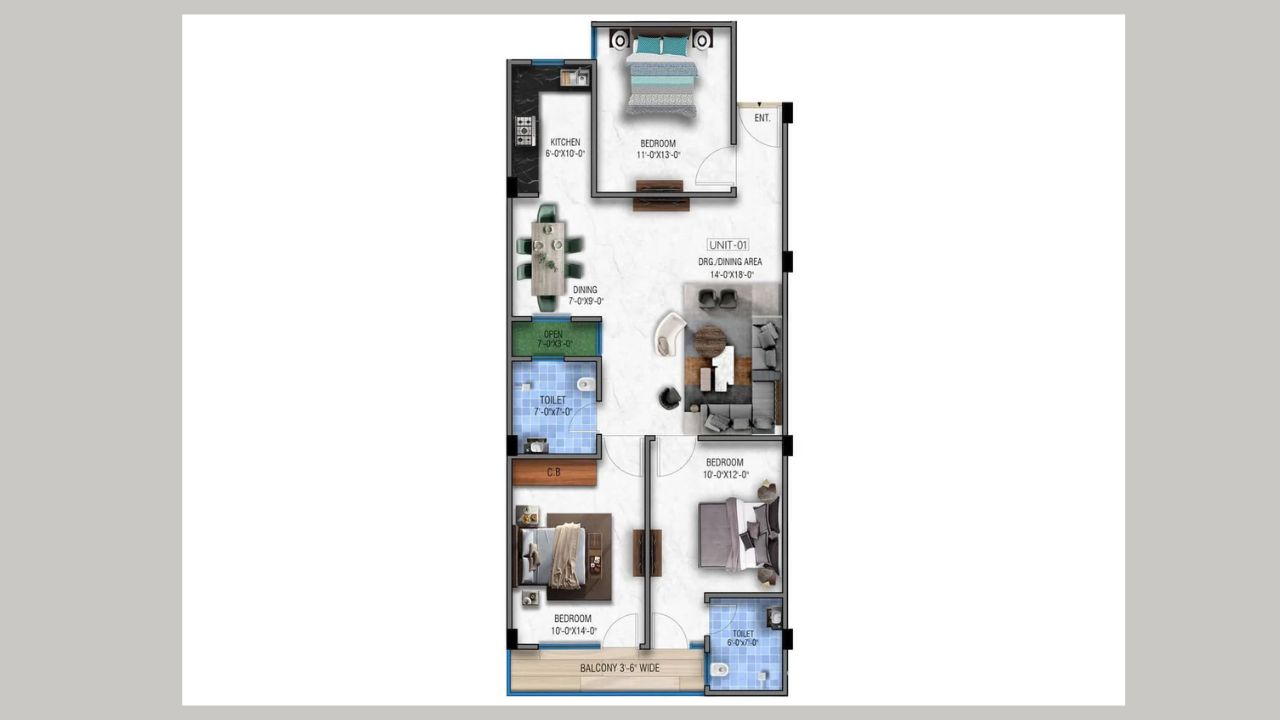 Buildwick Nature Plus Floor Plan 3BHK