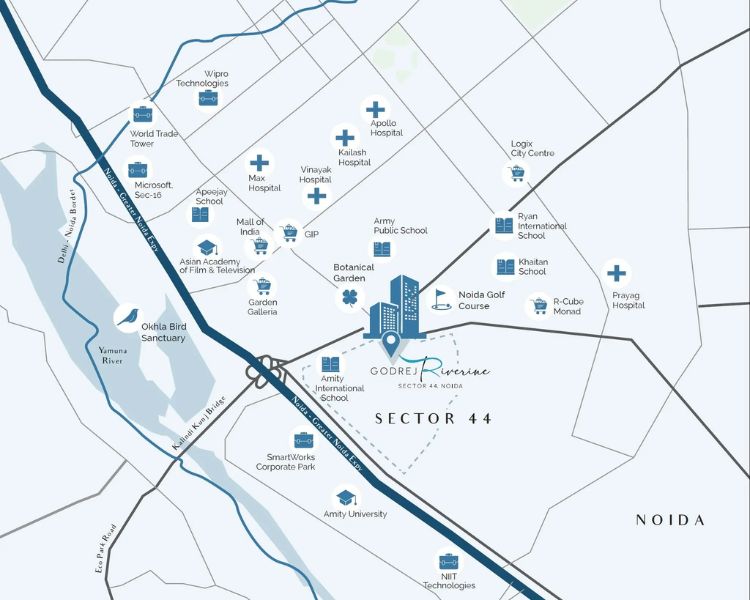 Godrej Riverine Sector 44 Noida Location Map