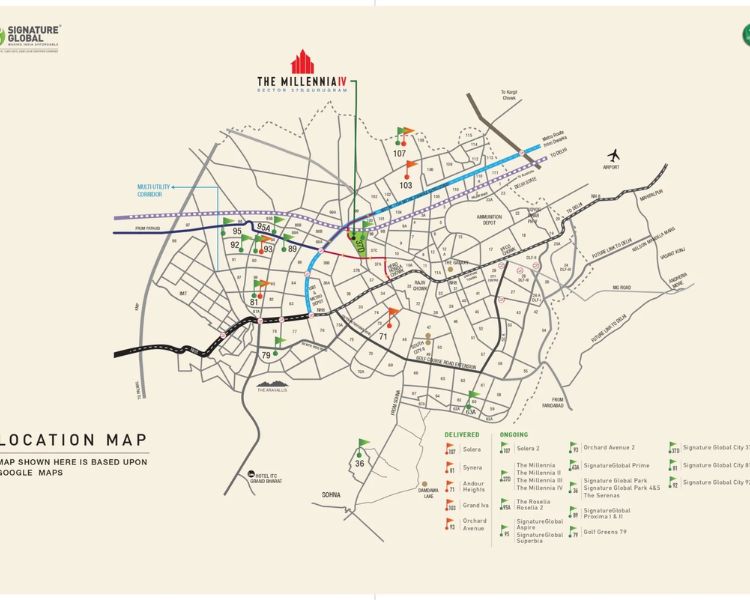 Signature Global The Millennia Sector 37D Gurgaon Location Map