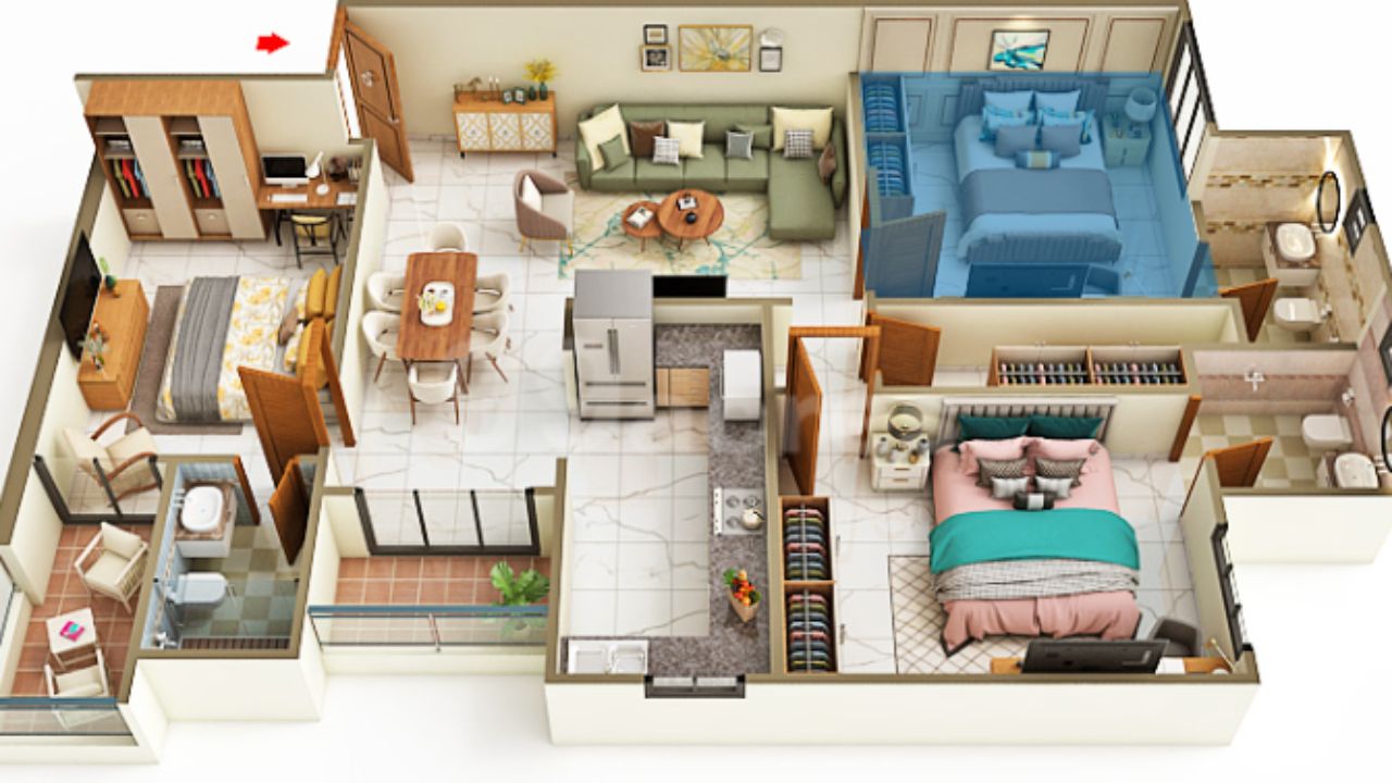 Pushpa Aangan Patrakar Colony Jaipur Floor Plan 3 BHK 
