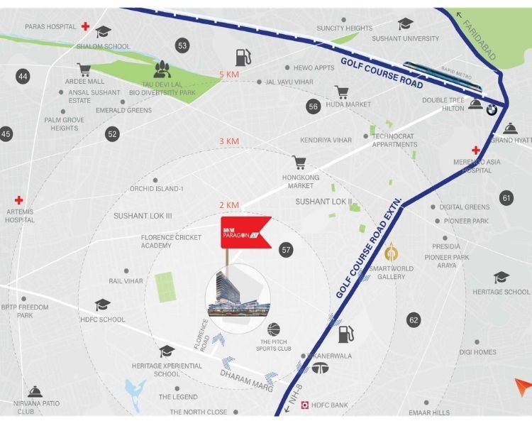 M3M Atrium 57 Location Map