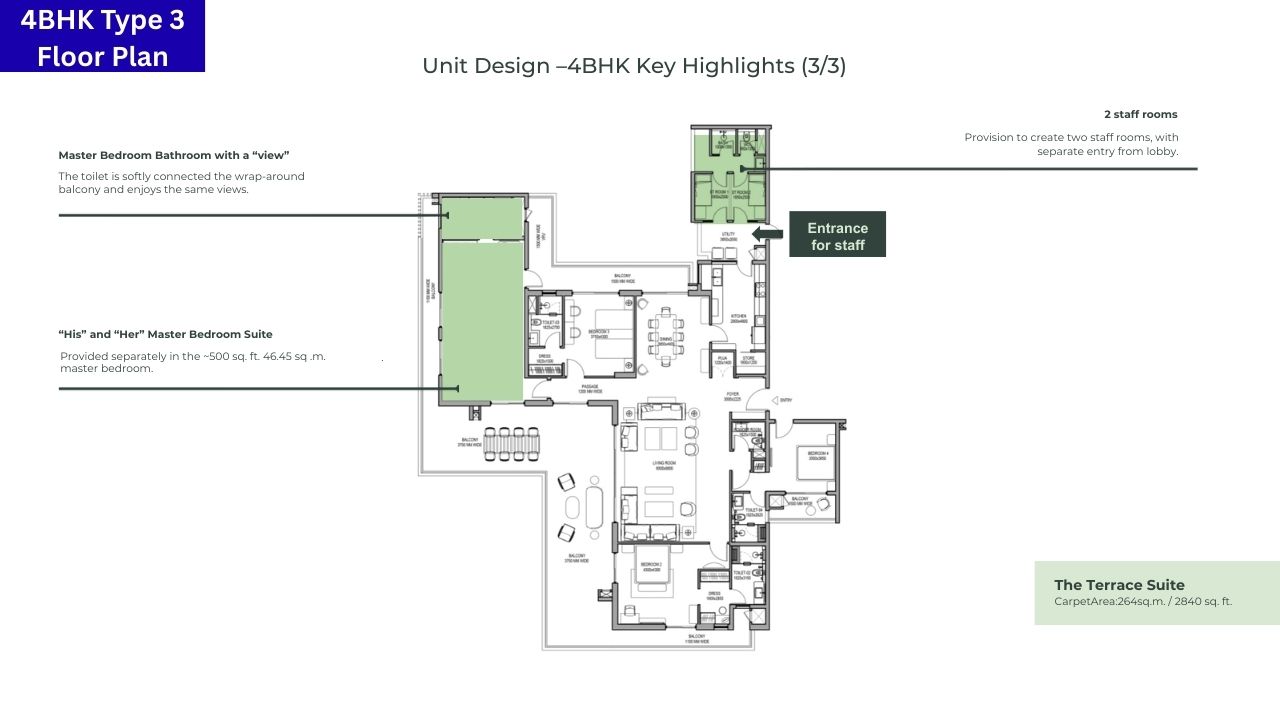 Max Estate 128 Noida 4BHK Type 3 Floor Plan