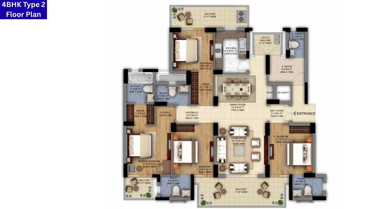 DLF Ultima 4BHK Type 2 Floor Plan