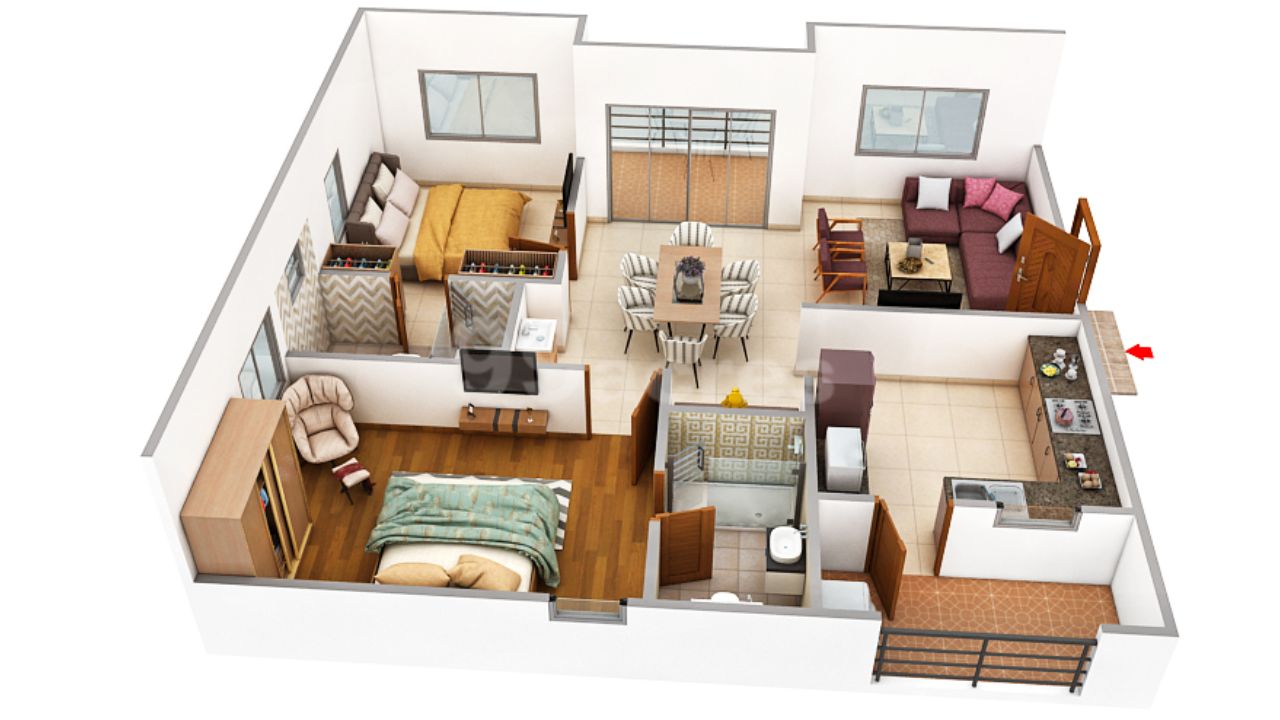 Radhey Skye Kollur Hyderabad Floor Plan 2 BHK