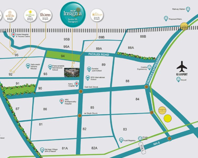 ROF Insignia Souk Sector 93 Gurgaon Location Map