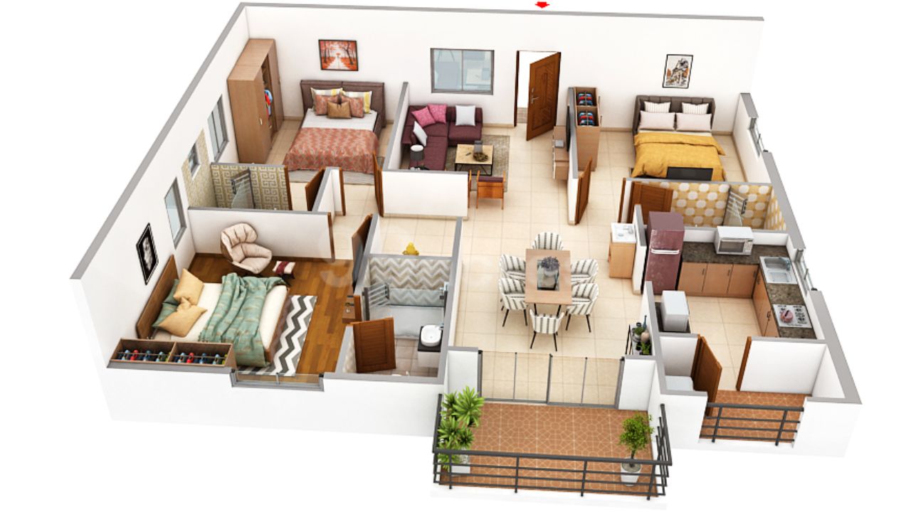 Radhey Skye Kollur Hyderabad Floor Plan 3BHK