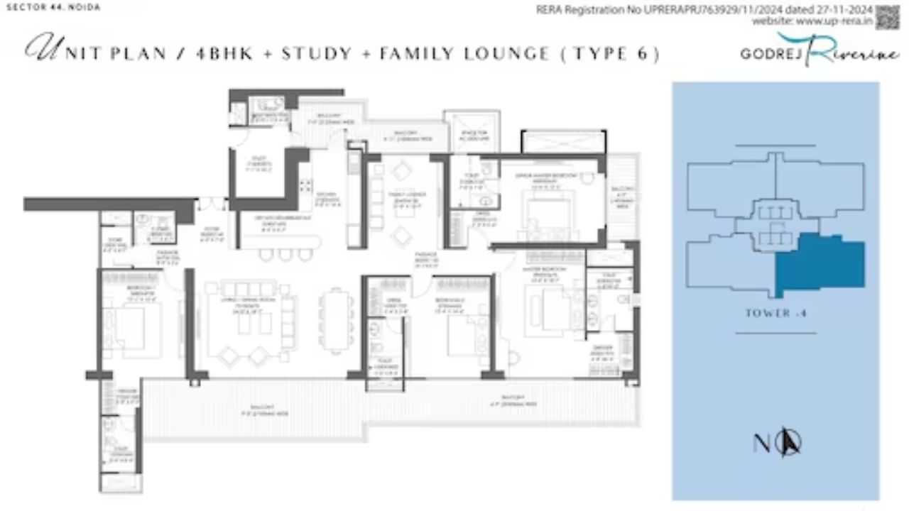 Godrej Riverine Floor Plan 4 BHK