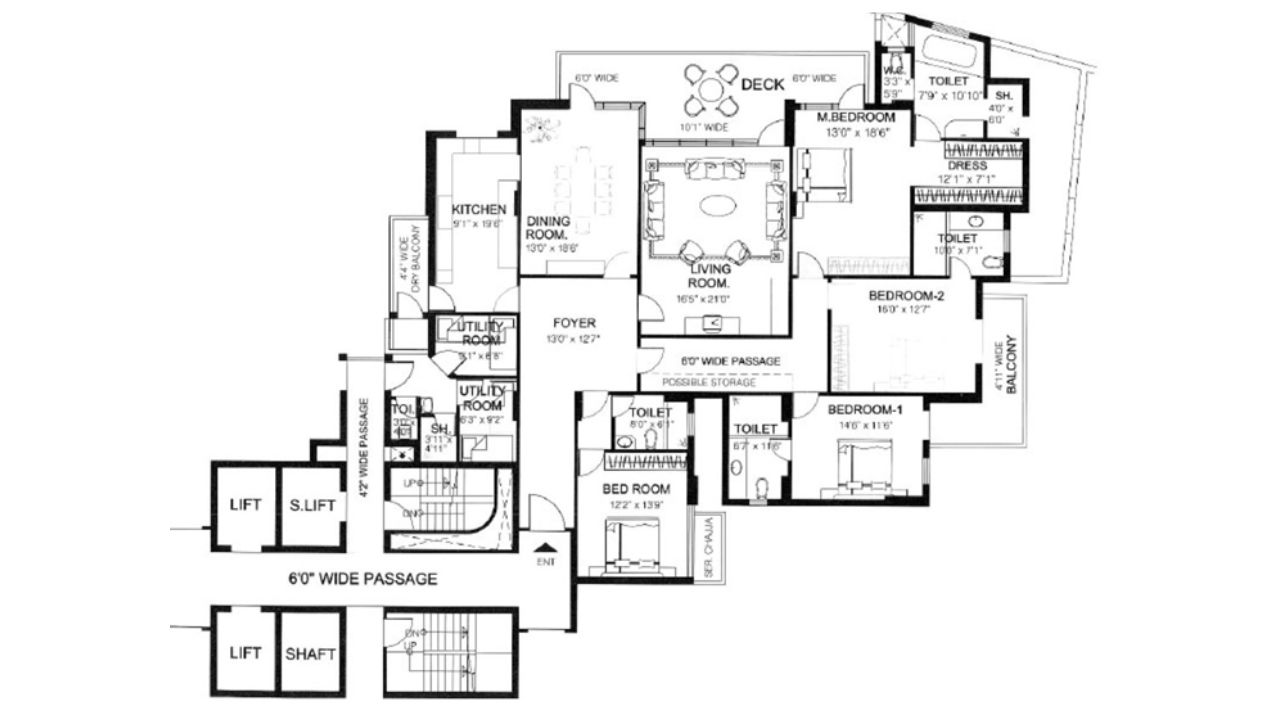DLF The Pinnacle Floor Plan 4BHK Type 1
