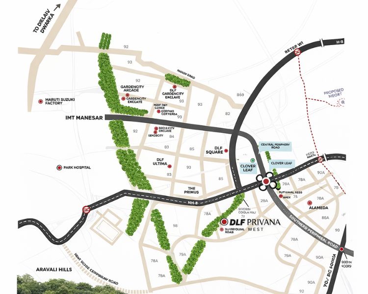dlf privana west location map