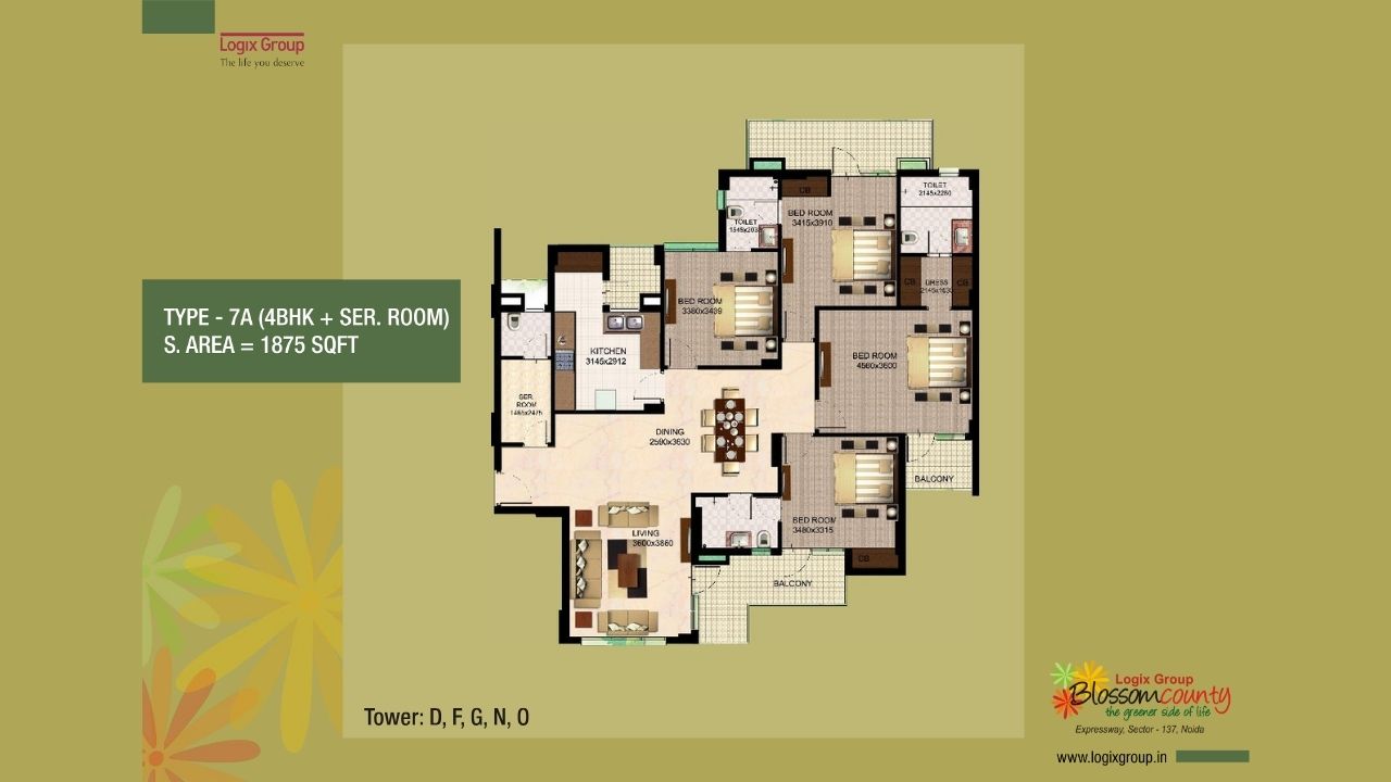 Blossom County Noida 4BHK Type 2 Floor Plan