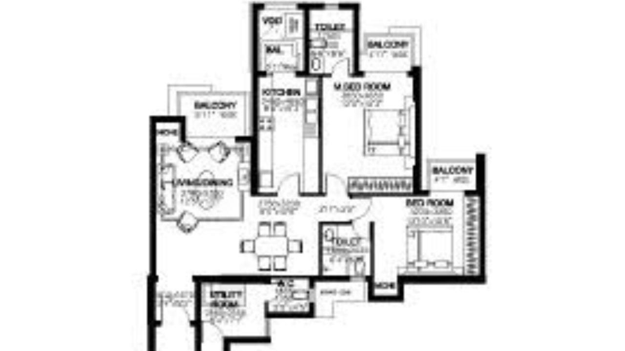 DLF Park Place Floor Plan 2BHK