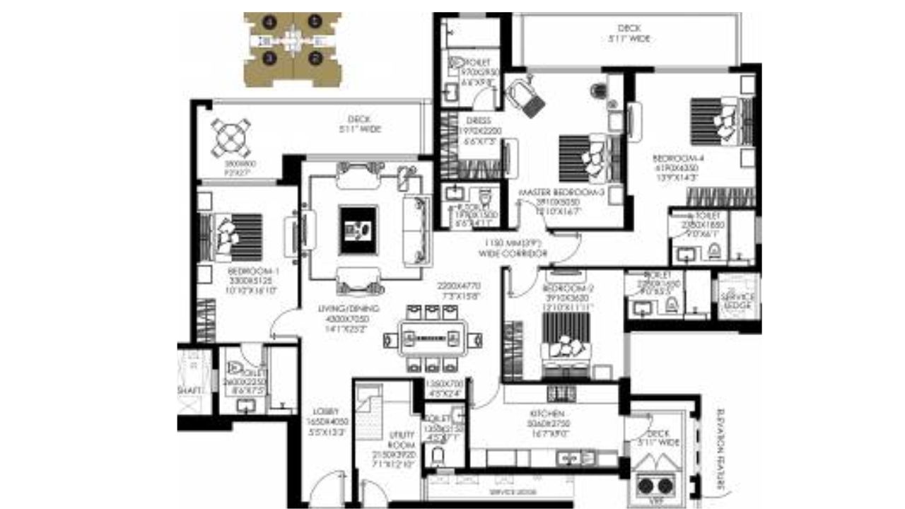 DLF The Pinnacle Floor Plan 4BHK Type 2
