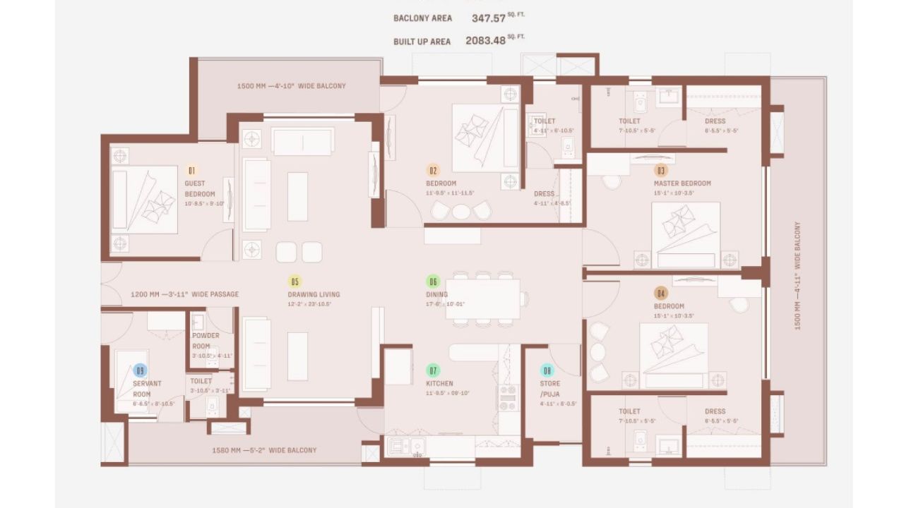 Gandharva Imperial Residencia Vrindavan Yojna Lucknow Floor Plan 4BHK 