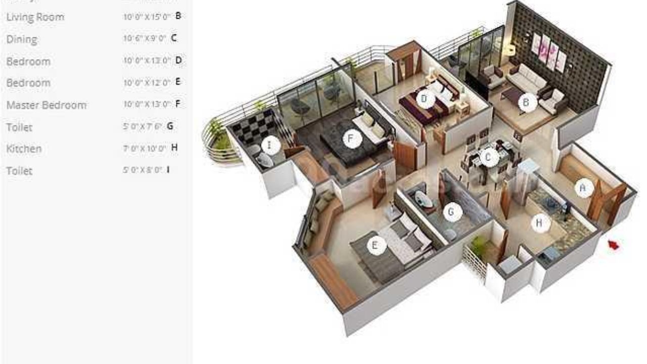 Mahagun Maestro Floor Plan 3 BHK