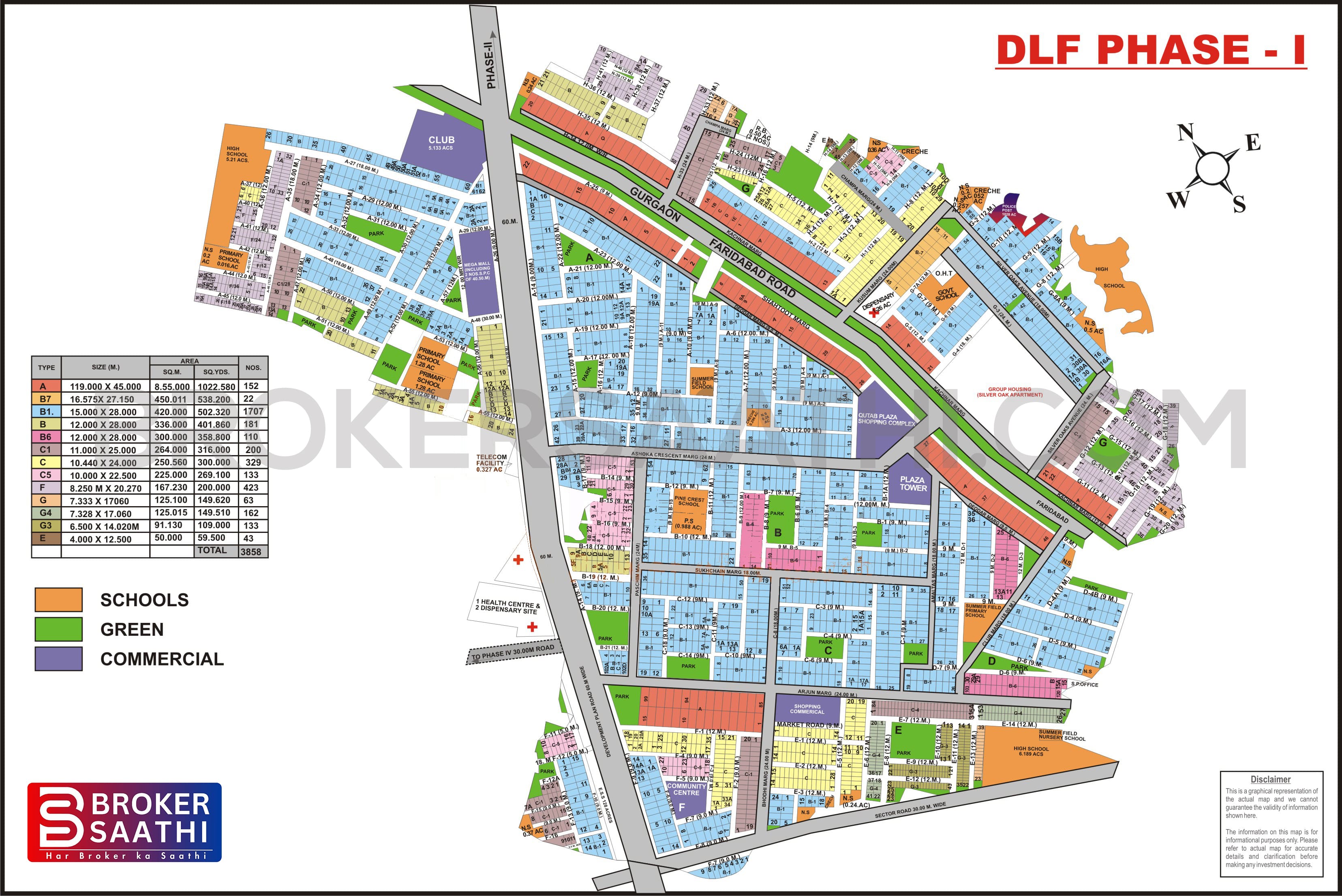 Gurgaon - DLF Phase 1 Map